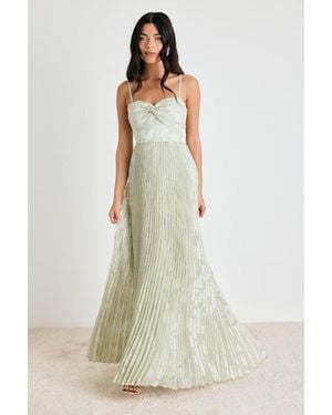 Lulus Candia Sage Floral Jacquard Satin Maxi Dress - Green