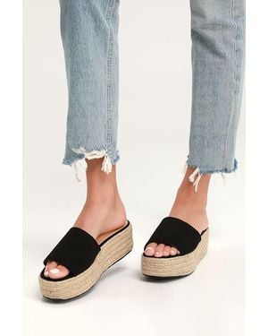 Lulus O'Ahu 2 Suede Espadrille Platforms - Blue