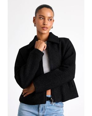 Lulus Brixlynn Wool Collared Jacket - Black