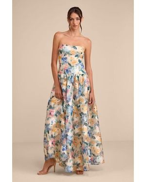 Lulus Mikayla Multi Floral Jacquard Maxi Dress - Metallic