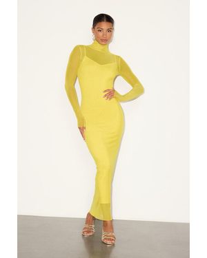 Lulus Milla Mesh Mock Neck Maxi Dress - Yellow
