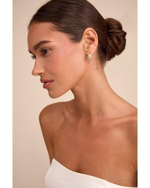 Lulus Talon Layered Rhinestone Hoop Earrings - Brown