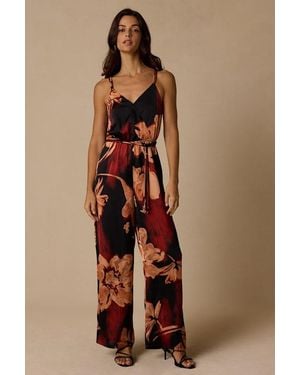 Lulus Nadia Floral Print Jumpsuit - Brown