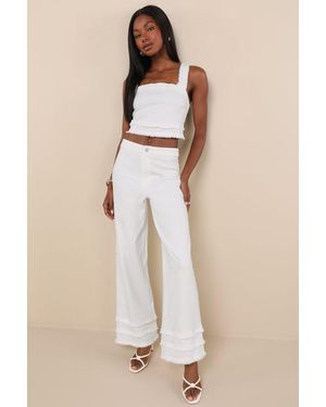 Lulus Mckayla Frayed High-Rise Jeans - Natural