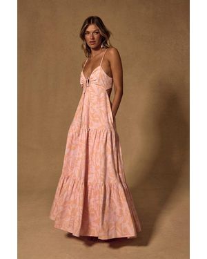 Lulus Mykonos Memories And Abstract Maxi Dress With Pockets - Brown