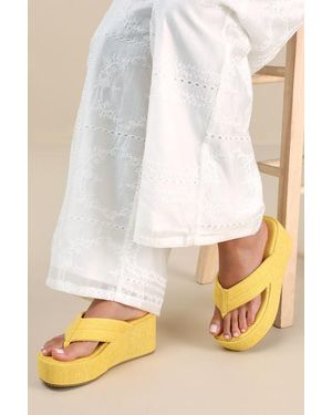 Lulus Averell Lemon Woven Platform Thong Sandals - Yellow