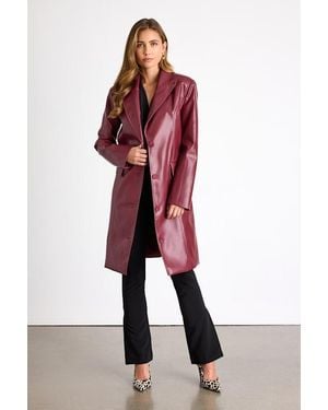 Lulus Elaine Vegan Leather Trench Coat - Red