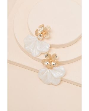 Lulus Sheena Flower Statement Earrings - Brown