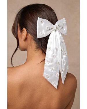 Lulus Cynthia Satin Pearl Bow Hair Clip - Pink