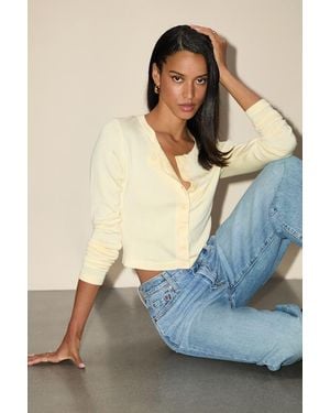 Lulus Pippy Cropped Cardigan - Yellow