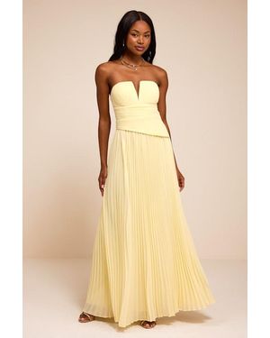 Lulus Zea Pleated Drop Waist Maxi Dress - Natural