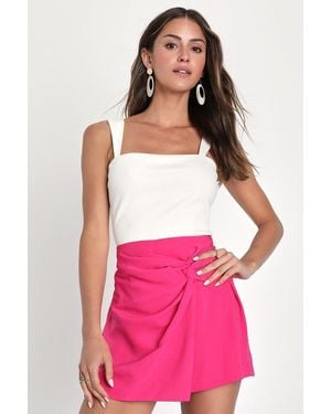 Lulus Rare Aesthetic Twist-Front Skort - Pink