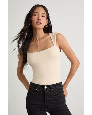 Lulus Brayden Square Neck Bodysuit - Black