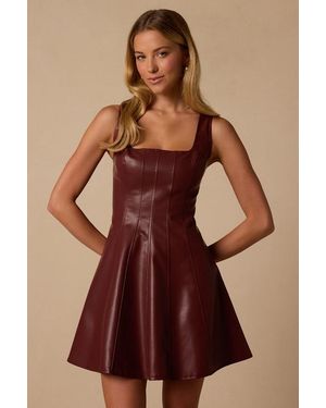 Lulus Kristin Faux Leather Mini Dress - Brown