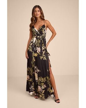 still the one emerald green floral print satin maxi dress Lulus Still The One Floral Print Satin Maxi Dress in Blue