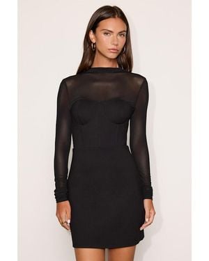 Lulus Cosmala Bustier Long Sleeve Mini Dress - Black