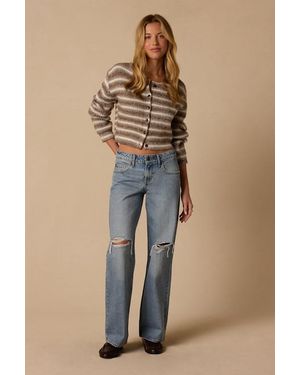 Levi's Low Loose Medium Wash Distressed Low-Rise Wide-Leg Jeans - Natural