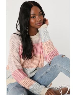 Lulus Effortlessly Cute Multi Pullover Sweater - Gray