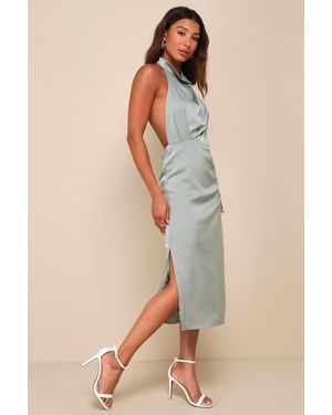 Lulus Gorgeous Season Satin Backless Midi Dress - Natural