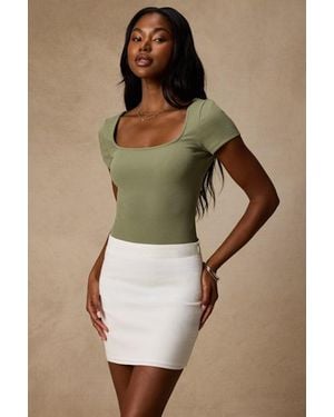 Lulus Reese Ribbed Knit Cross-Back Bodysuit - Brown