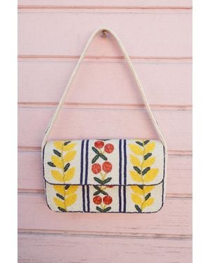 Lulus Bariella Multi Print Beaded Shoulder Bag - White