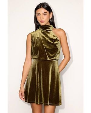 Lulus Spencer Velvet Mini Dress - Green