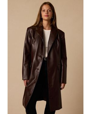 Lulus Elaine Vegan Leather Trench Coat - Black
