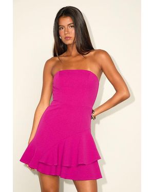 Lulus Sultry Intentions Strapless Ruffled Mini Dress - Pink