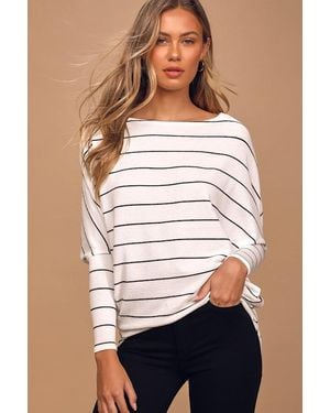 Lulus Basics Verla And Striped Dolman Sleeve Sweater Top - Black