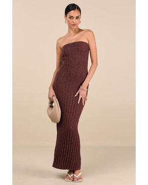 Rhythm Koko Ribbed Knit Strapless Maxi Dress - Natural
