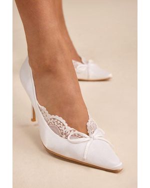 Lulus Calandre Satin Pointed-Toe Court Shoes - Natural
