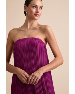 Lulus Yamuna Pleated Strapless Maxi Dress - Purple