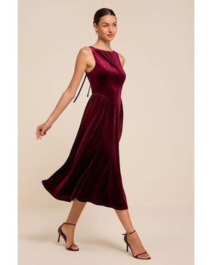 Lulus Audrey Velvet Midi Dress - Red