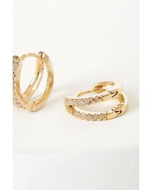 Lulus Our Little Secret Rhinestone Mini Hoop Earrings - Metallic