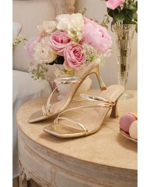 Lulus Vian Metallic Strappy High Heel Slide Sandals - Natural