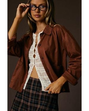 Lulus Hilary Suede Collared Jacket - Brown