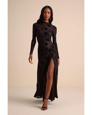 Lulus Charlize Sheer Mesh Velvet Burnout Maxi Dress - Black