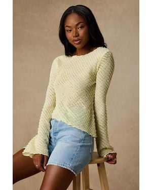 Lulus Xavia Ruffled Knit Asymmetrical Long Sleeve Top - Yellow