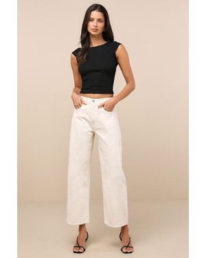 Just Black Dovie High-Rise Barrel Jeans - Natural
