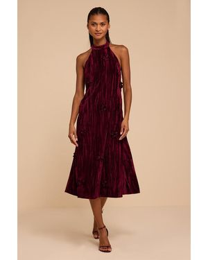 Lulus Katrina Plum Velvet Halter Midi Dress - Purple