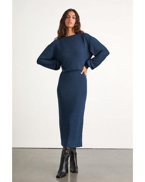 Lulus Marvelous Match Knit Two-Piece Midi Dress & Jumper Set - Blue