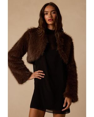 Lulus Madge Faux Fur Cropped Jacket - Black