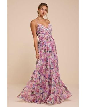 Lulus Corella Floral Pleated Backless Maxi Dress - Pink
