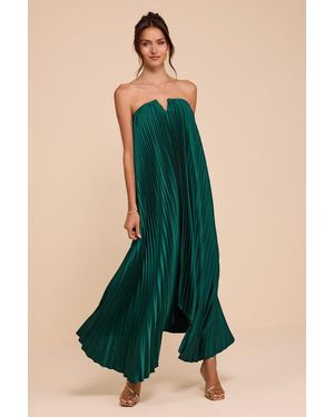 Lulus Daylen Emerald Satin Shift Maxi Dress - Green
