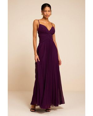 Lulus Corella Plum Pleated Backless Maxi Dress - Purple