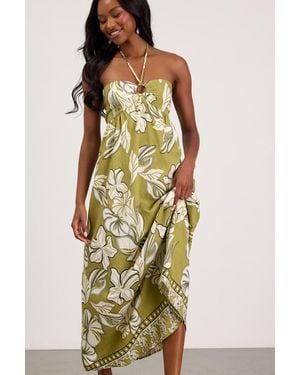 Lulus Cheri Light Floral Halter Midi Dress - Yellow