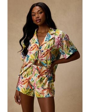 Lulus Talise Multi Tropical Print High-Rise Shorts - White