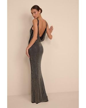 Lulus | Devil Wears Prada Tashi Mesh Cowl Back Rhinestone Maxi Dress - Red