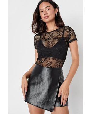 Lulus Unforgettable Muse Vegan Leather Skort - Black