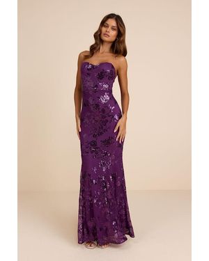 Lulus Mayley Sequin Strapless Maxi Dress - Purple